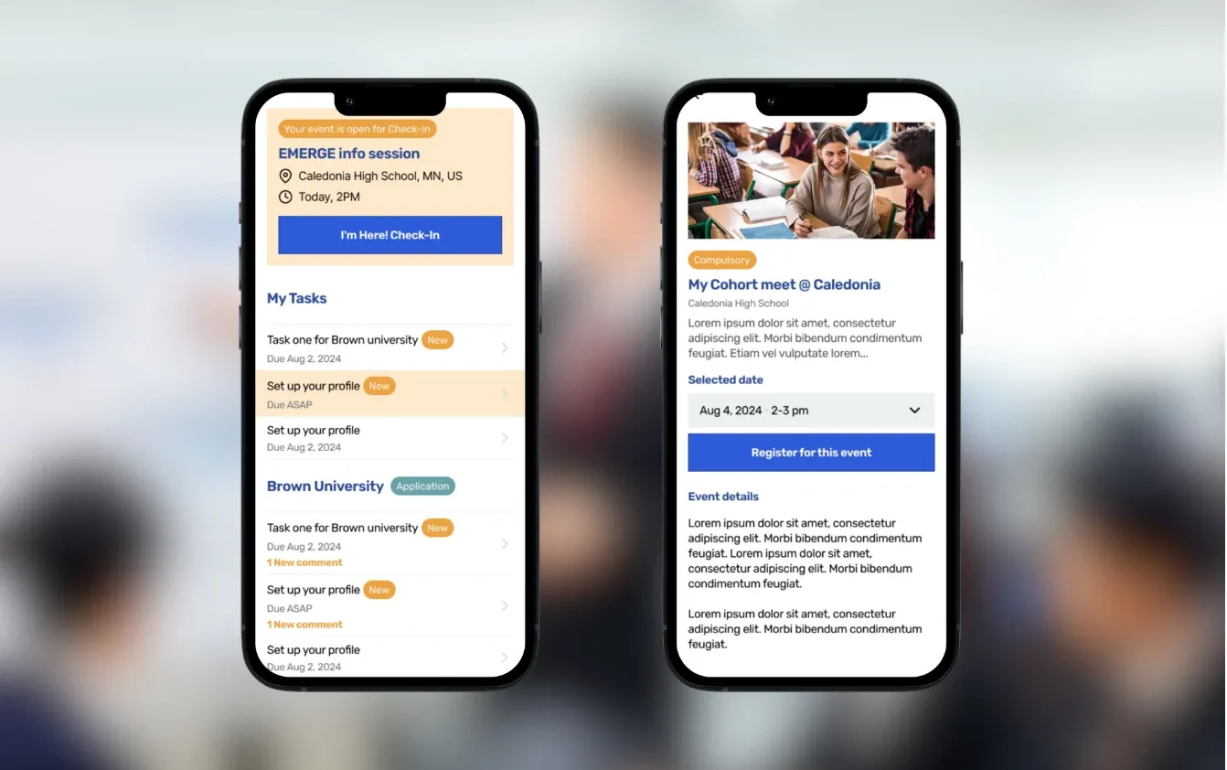 Emerge Scholars: the product we built, shown on device mockups