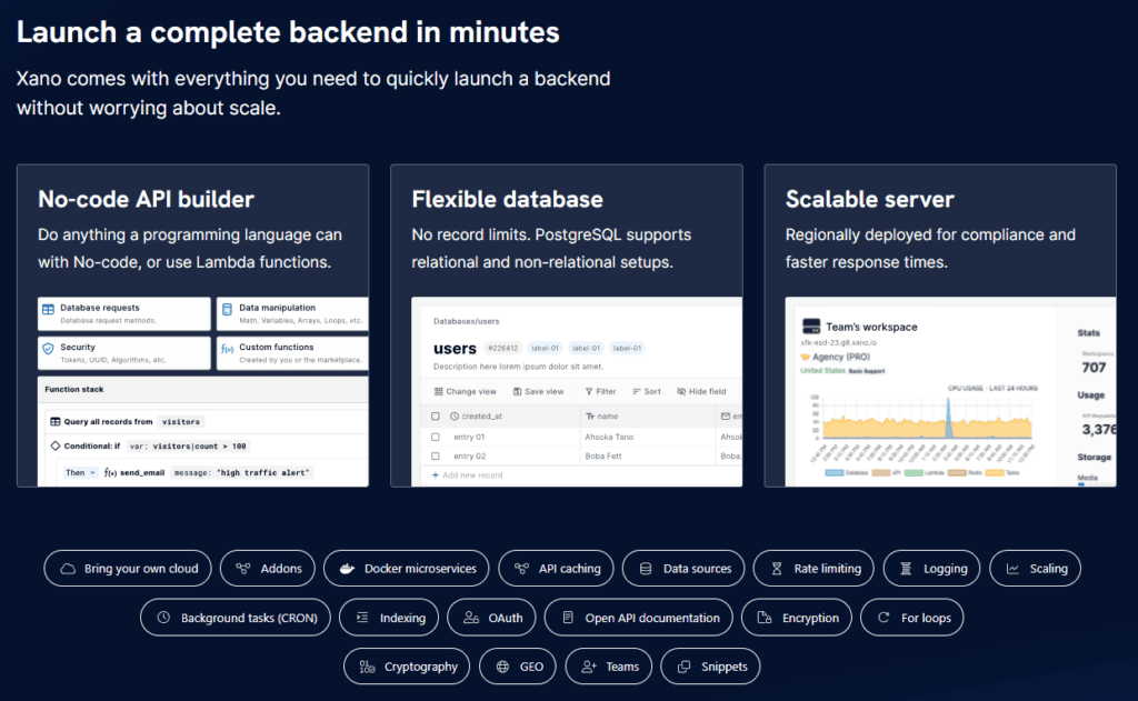 Xano no-code backend builder